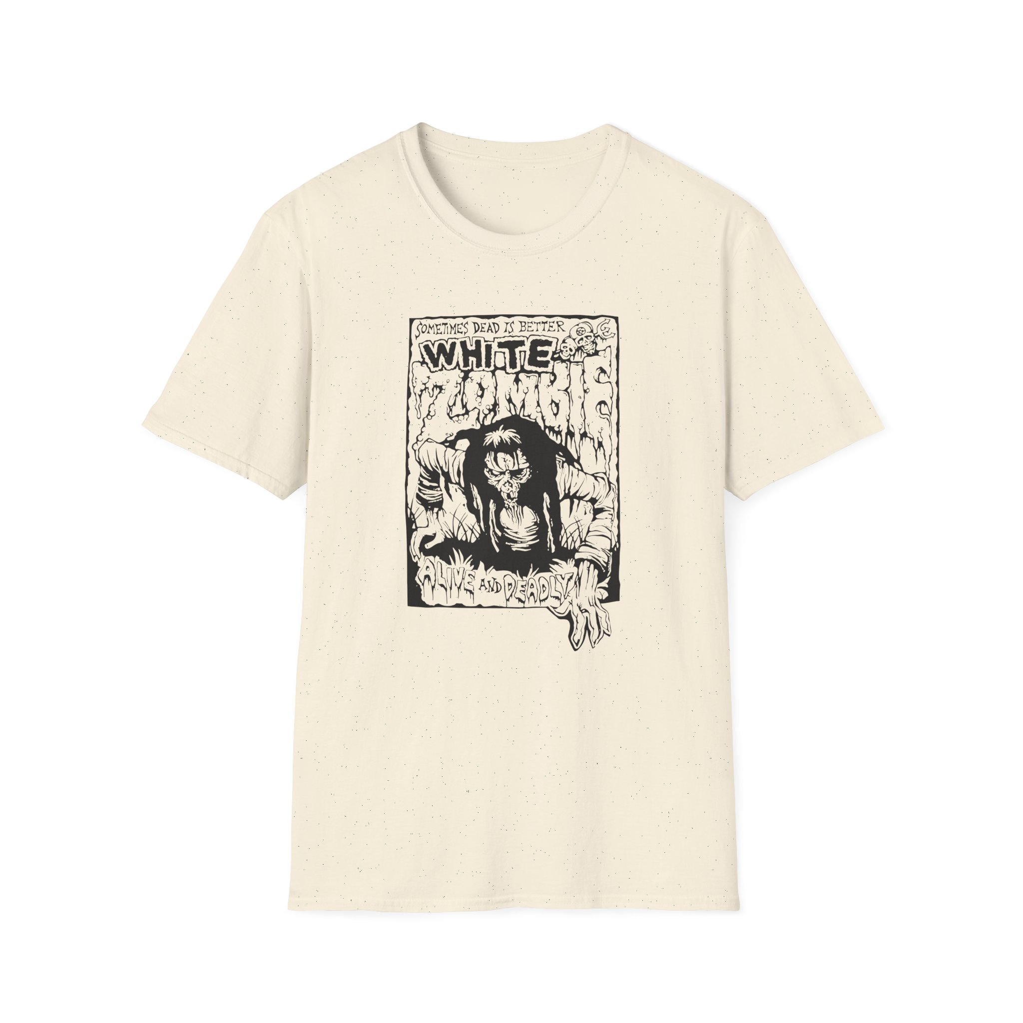White Zombie Alive and Deadly Unisex Softstyle T-Shirt