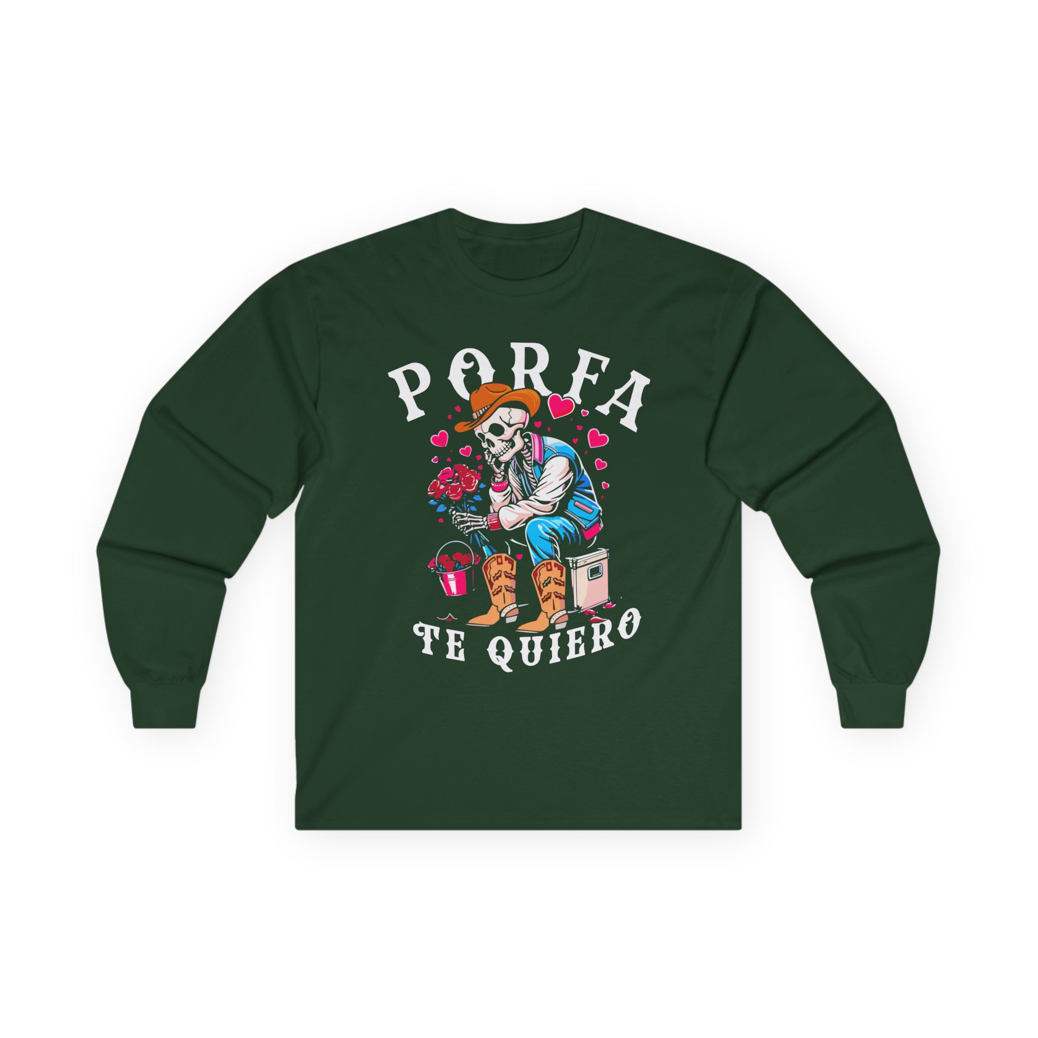 Porfa Skeleton Favor Te Quiero Unisex Ultra Cotton Long Sleeve Tee