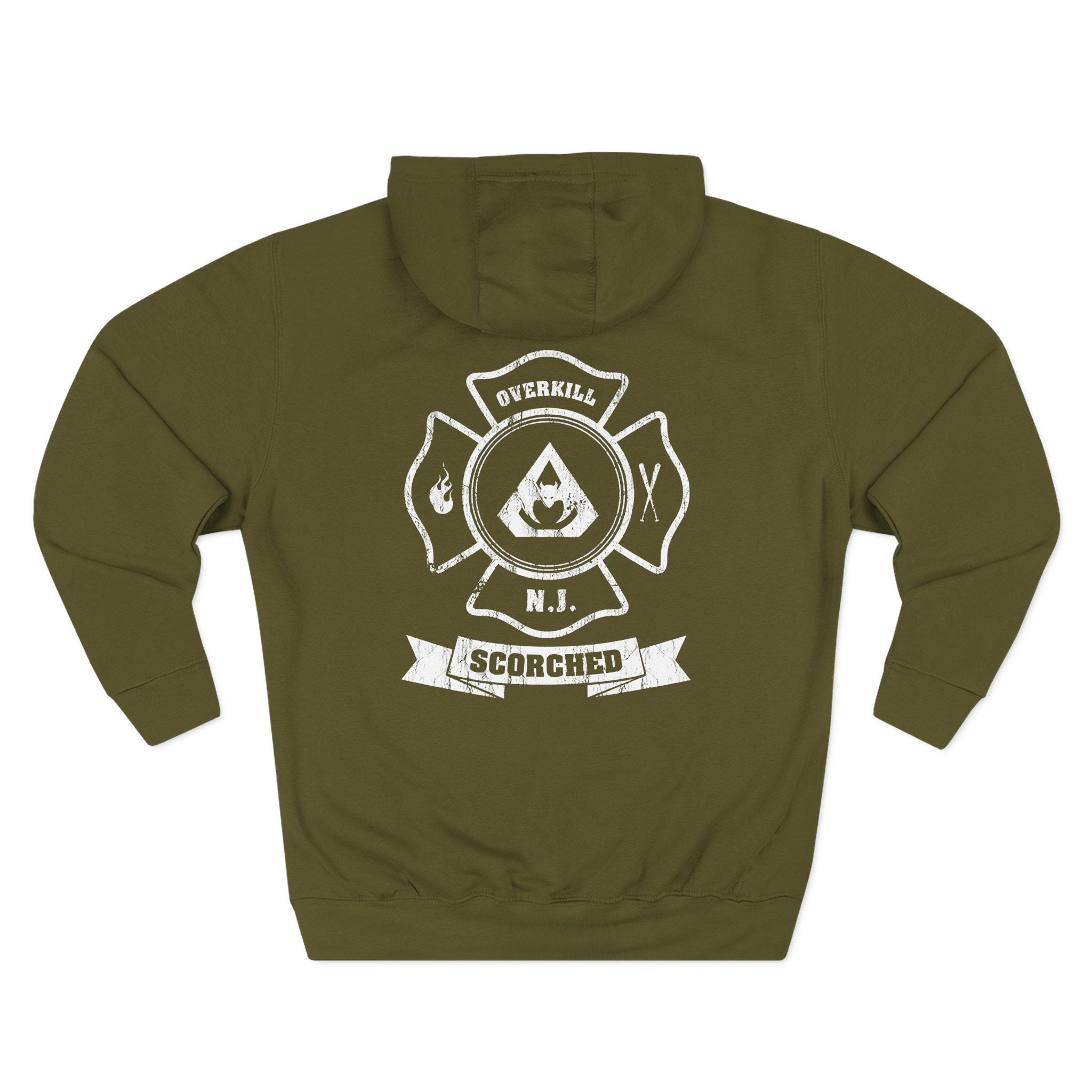 Overkill Scorched Stretched Logo Three-Panel Fleece Hoodie