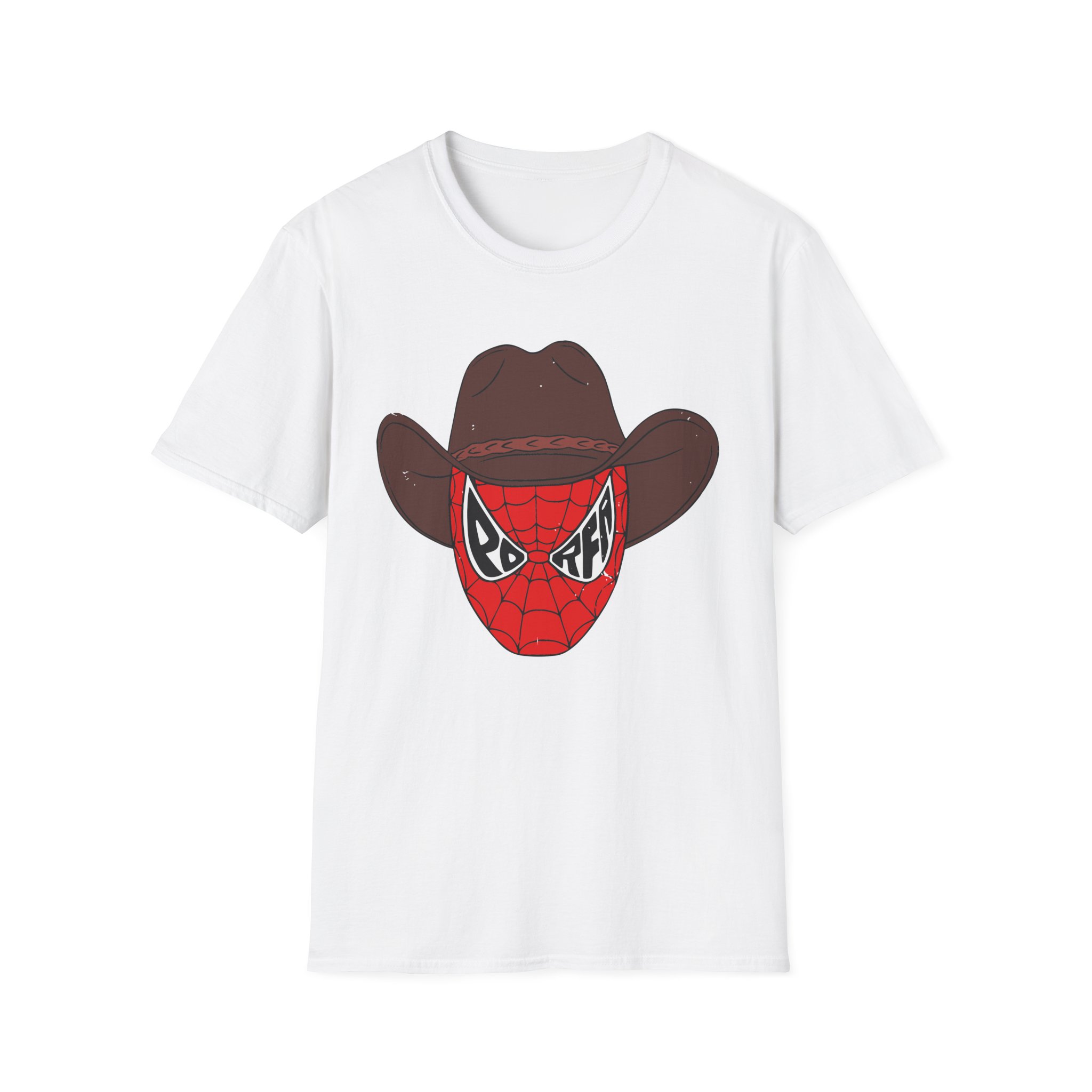 Porfa Spider Man Cowboy Hat Unisex Softstyle T-Shirt