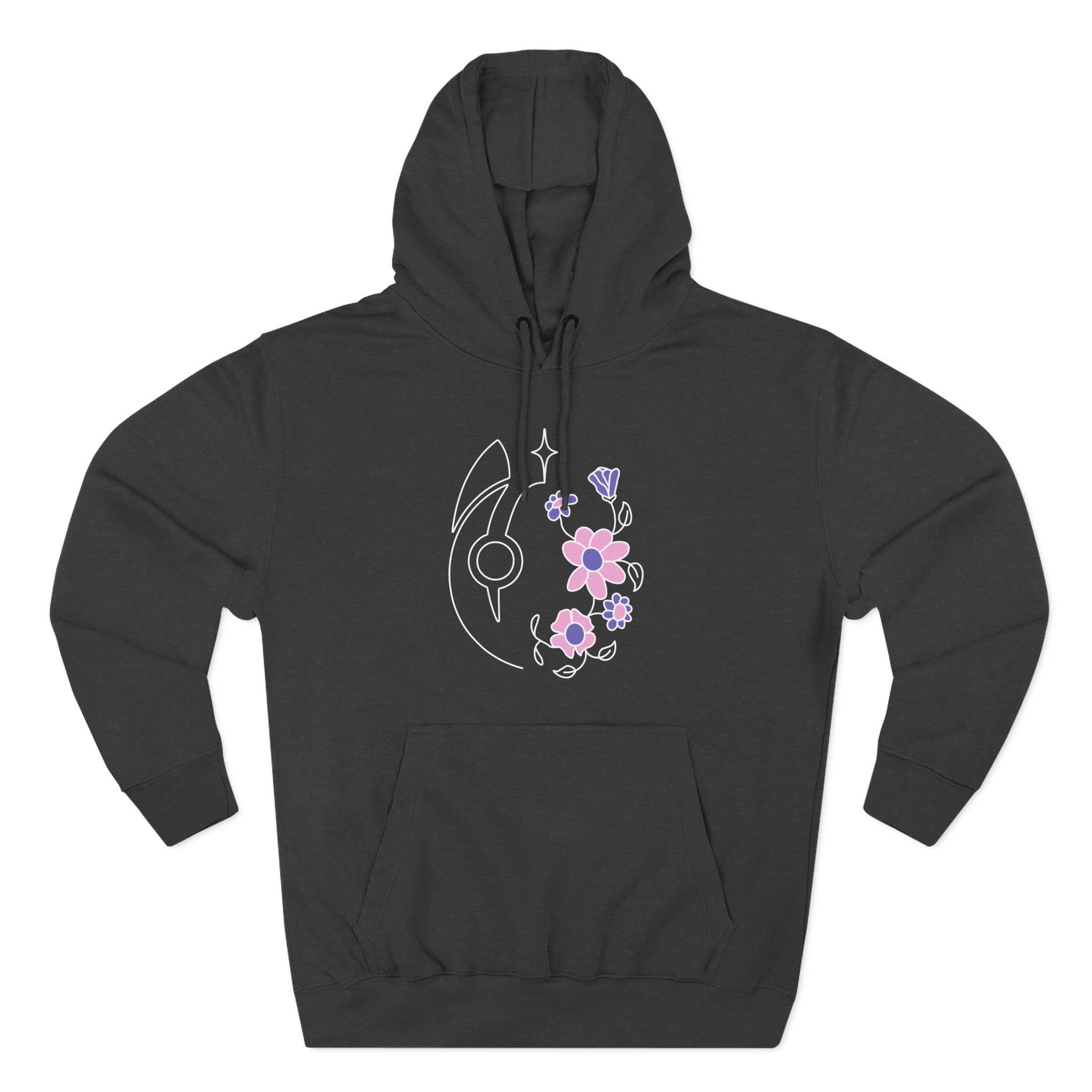 Dabin Embroidered Charcoal Three-Panel Fleece Hoodie