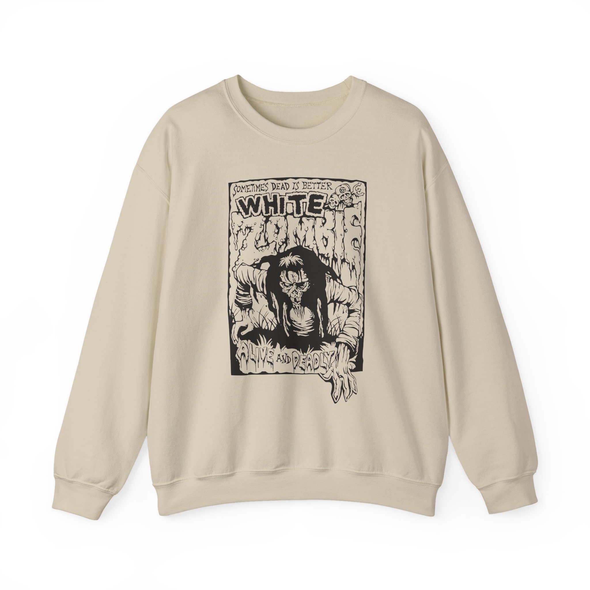 White Zombie Alive and Deadly Unisex Heavy Blendâ„¢ Crewneck Sweatshirt