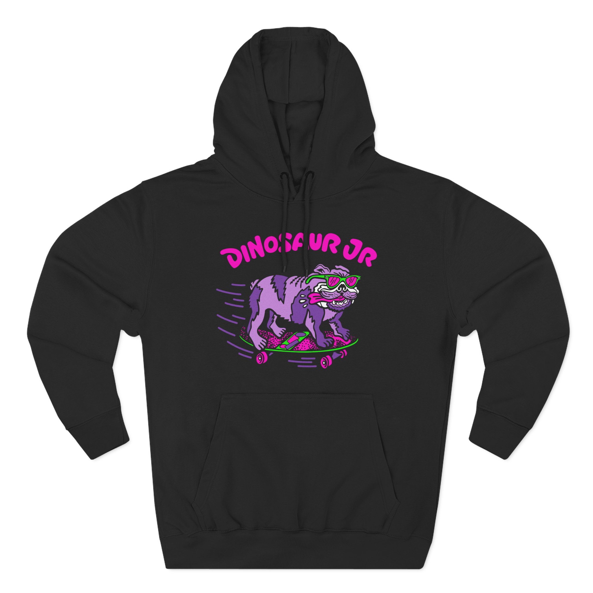 Dinosaur Jr Skateboard Bulldog Three-Panel Fleece Hoodie