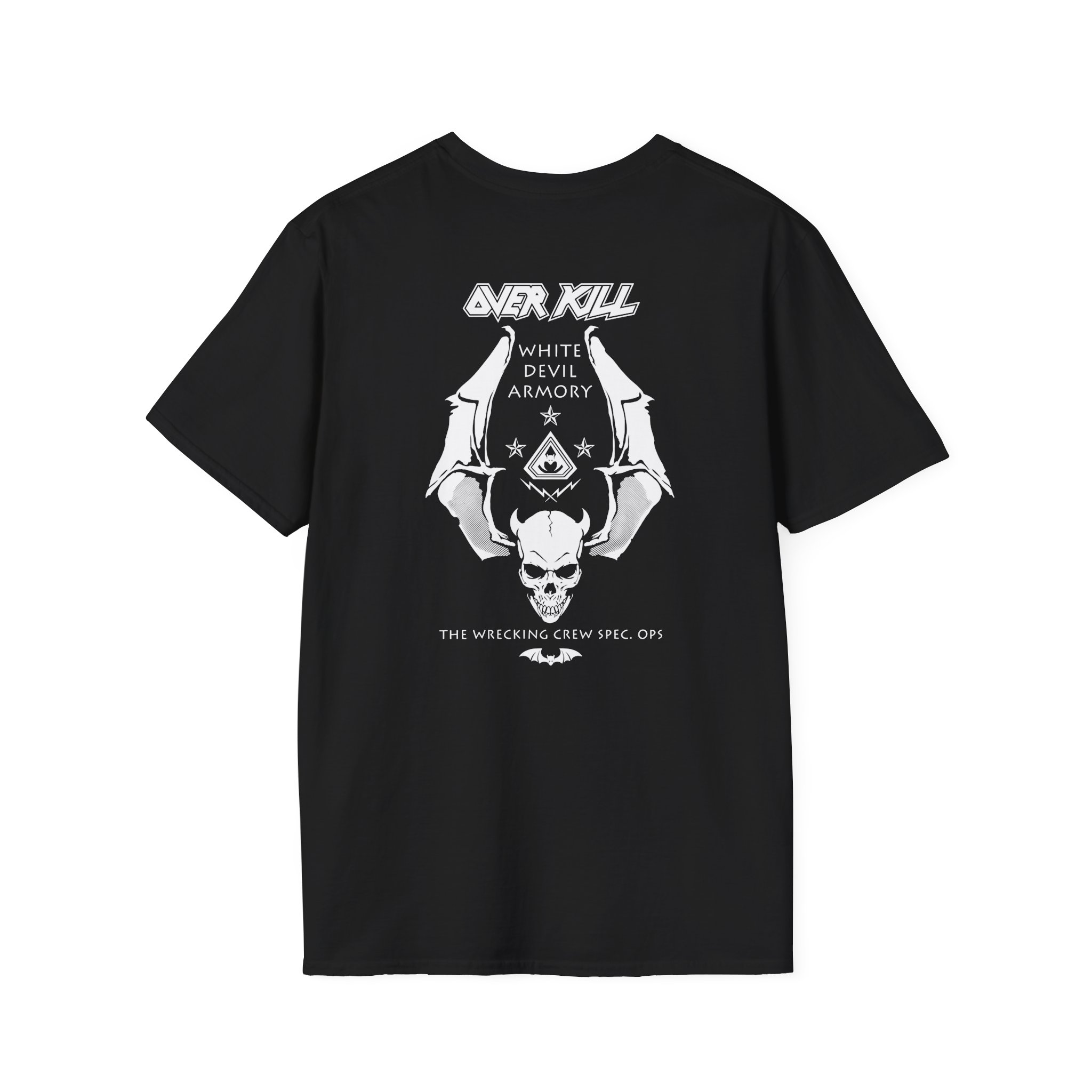 Overkill Logo Badge Skull Work Unisex Softstyle T-Shirt
