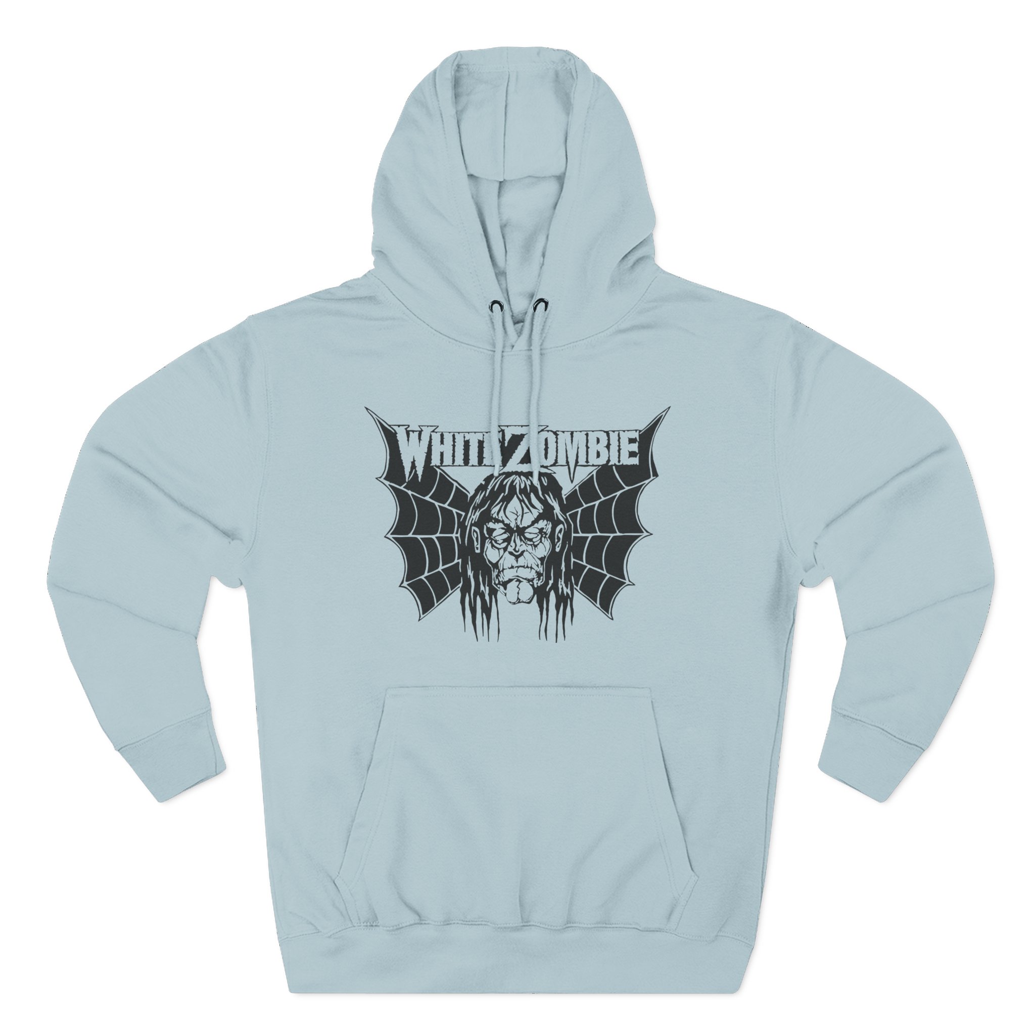 White Zombie Bat Face Three-Panel Fleece Hoodie