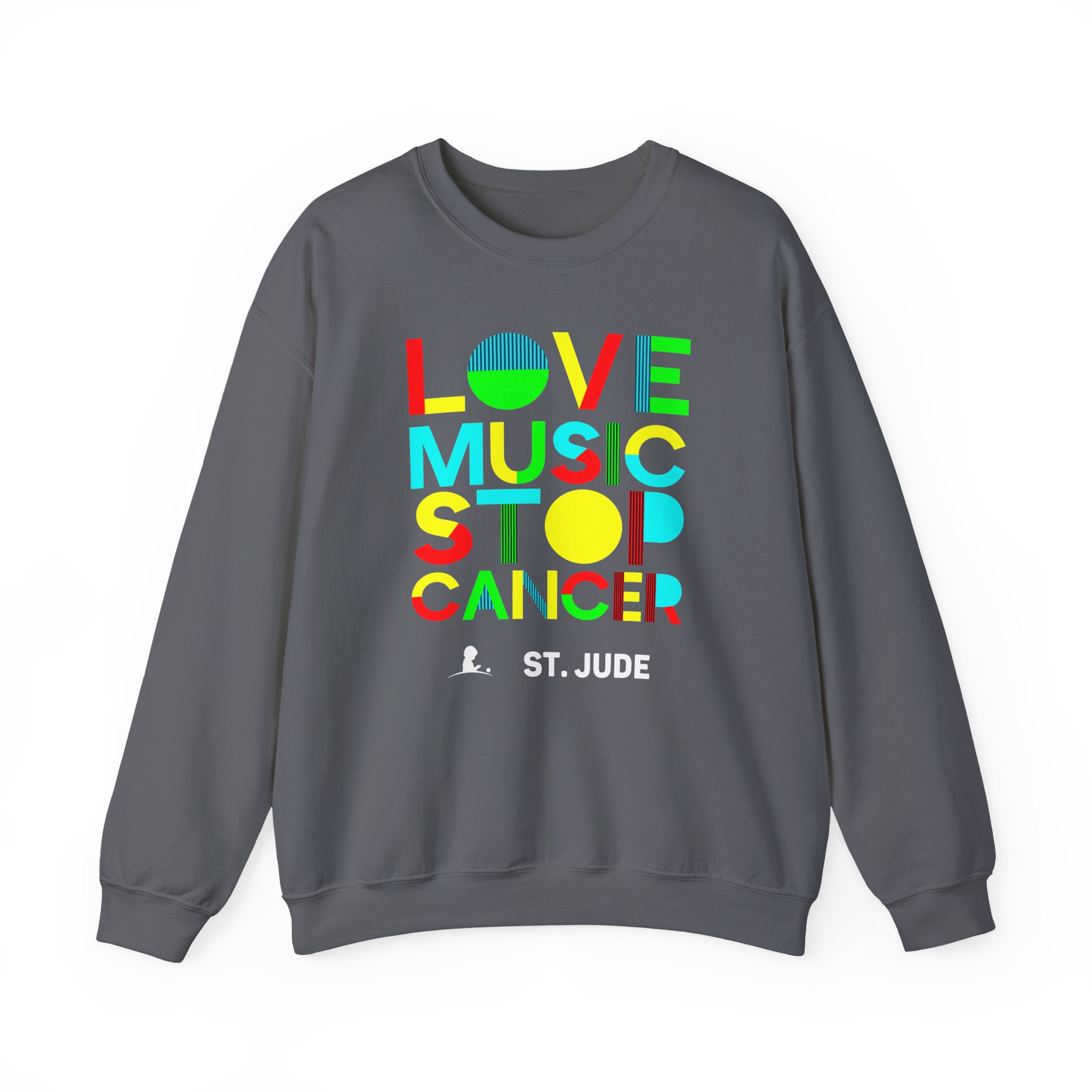 Liquid Stranger Love Music Stop Cancer Unisex Heavy Blendâ„¢ Crewneck Sweatshirt
