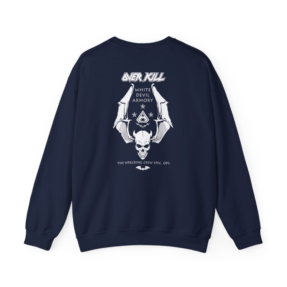 Overkill Logo Badge Skull Work Unisex Heavy Blend™ Crewneck Sweatshirt