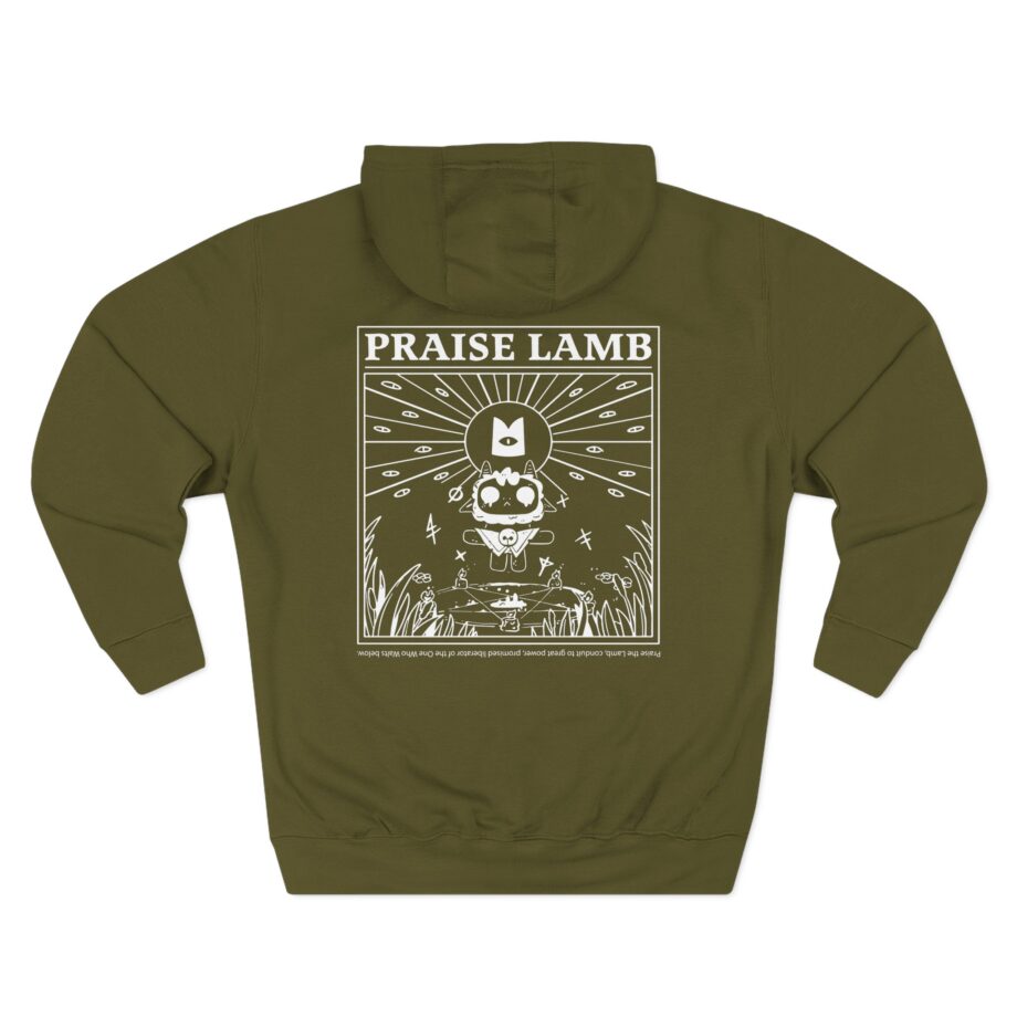 Cult of the Lamb Praise Lamb Three-Panel Fleece Hoodie
