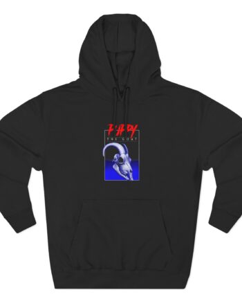 Puppy Goat Skull Three-panel Fleece Hoodie