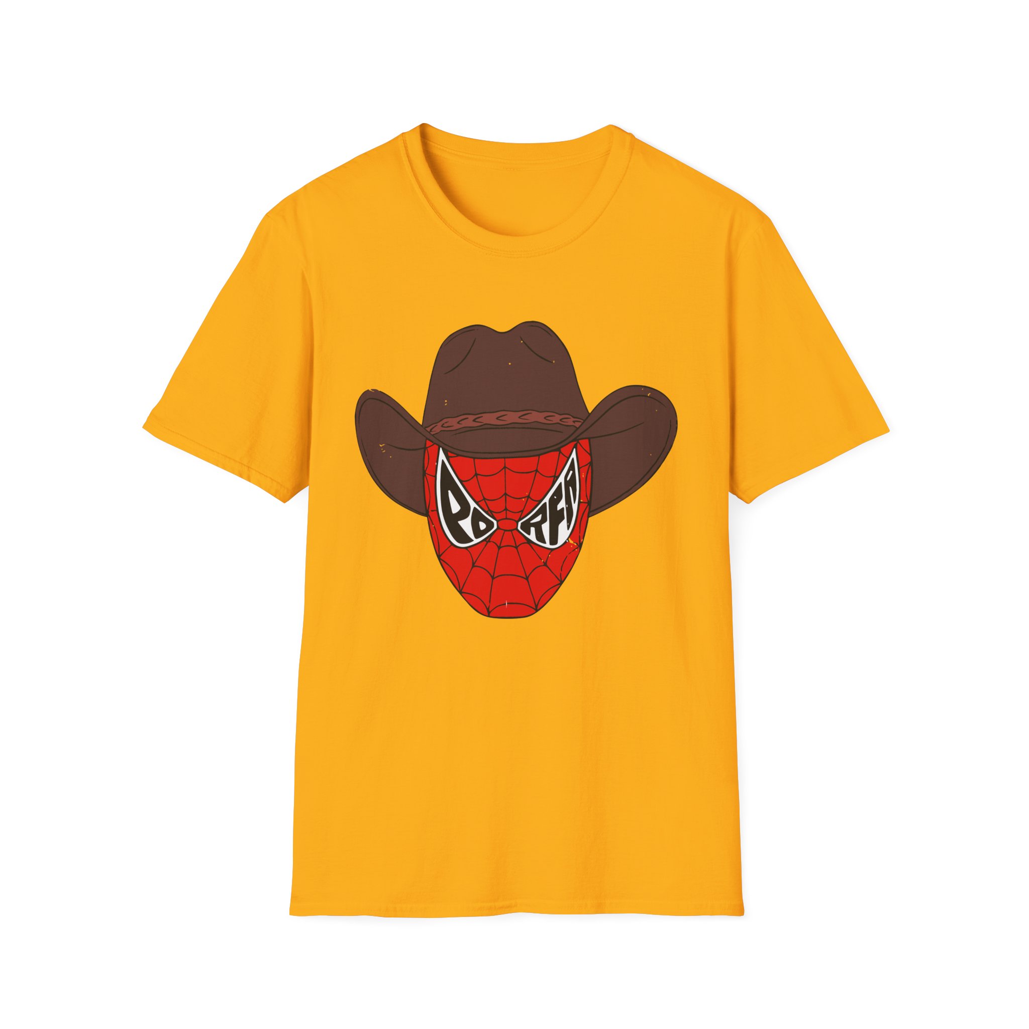 Porfa Spider Man Cowboy Hat Unisex Softstyle T-Shirt