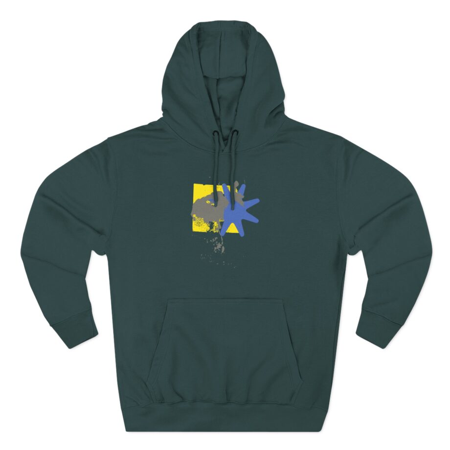 Foxing Shapes Three-Panel Fleece Hoodie