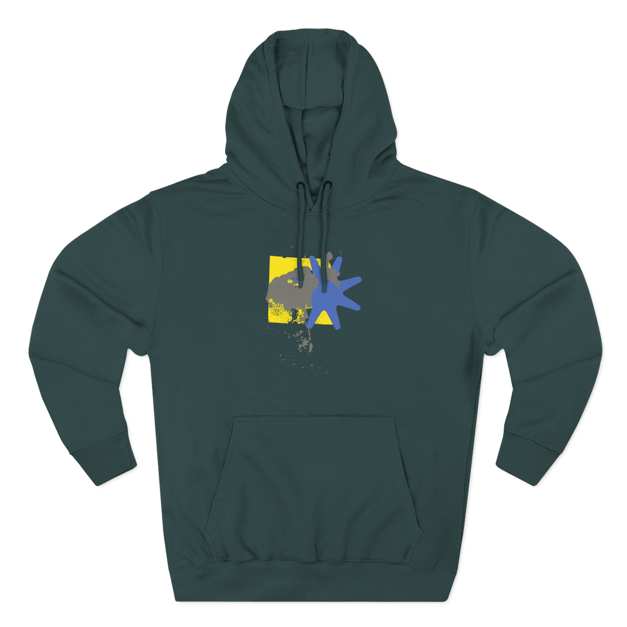 Foxing Shapes Three-Panel Fleece Hoodie