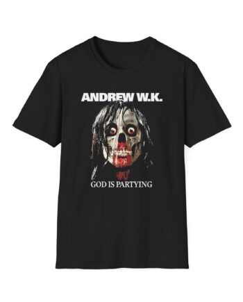 Andrew Wk God is Partying Zombie Unisex Softstyle T-Shirt