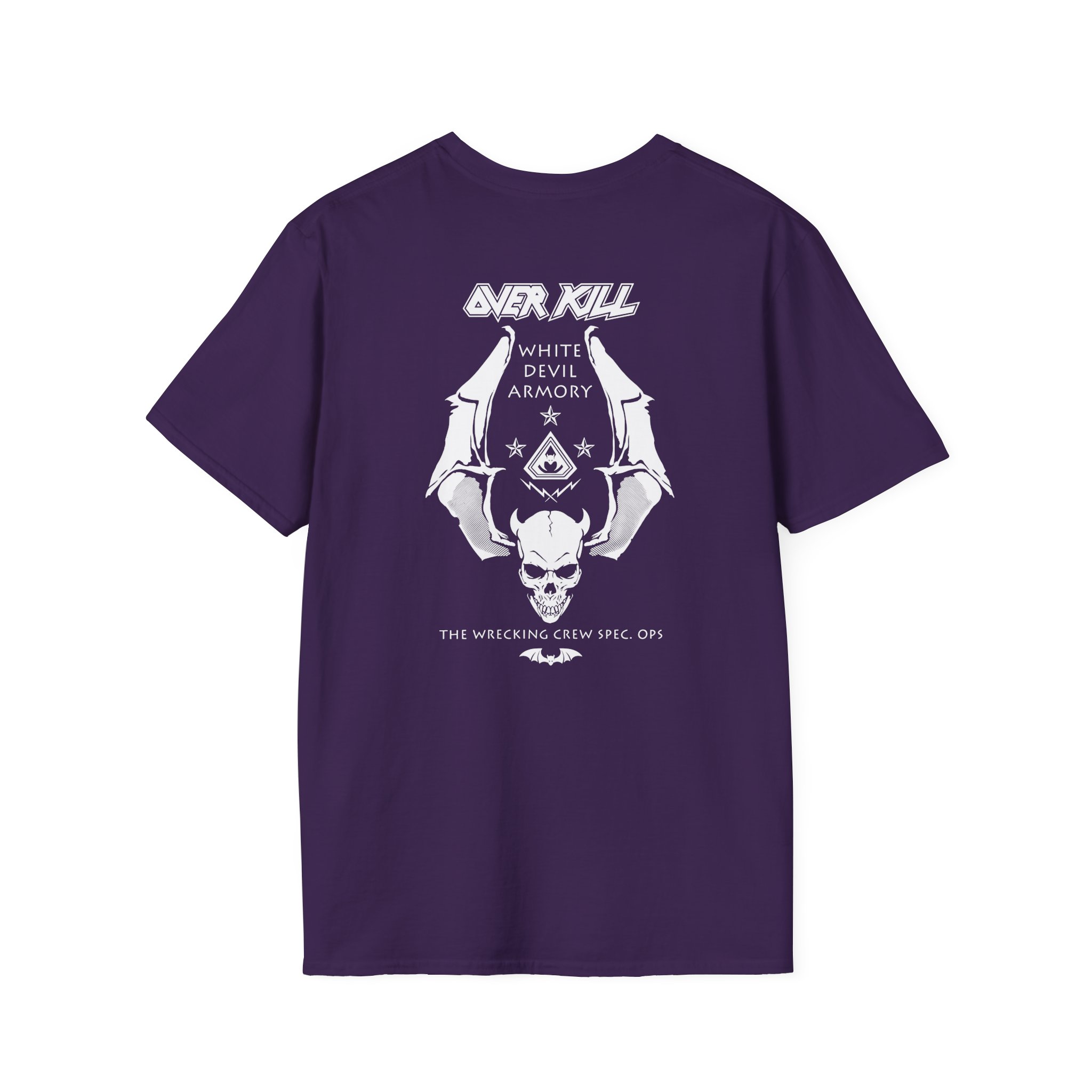 Overkill Logo Badge Skull Work Unisex Softstyle T-Shirt