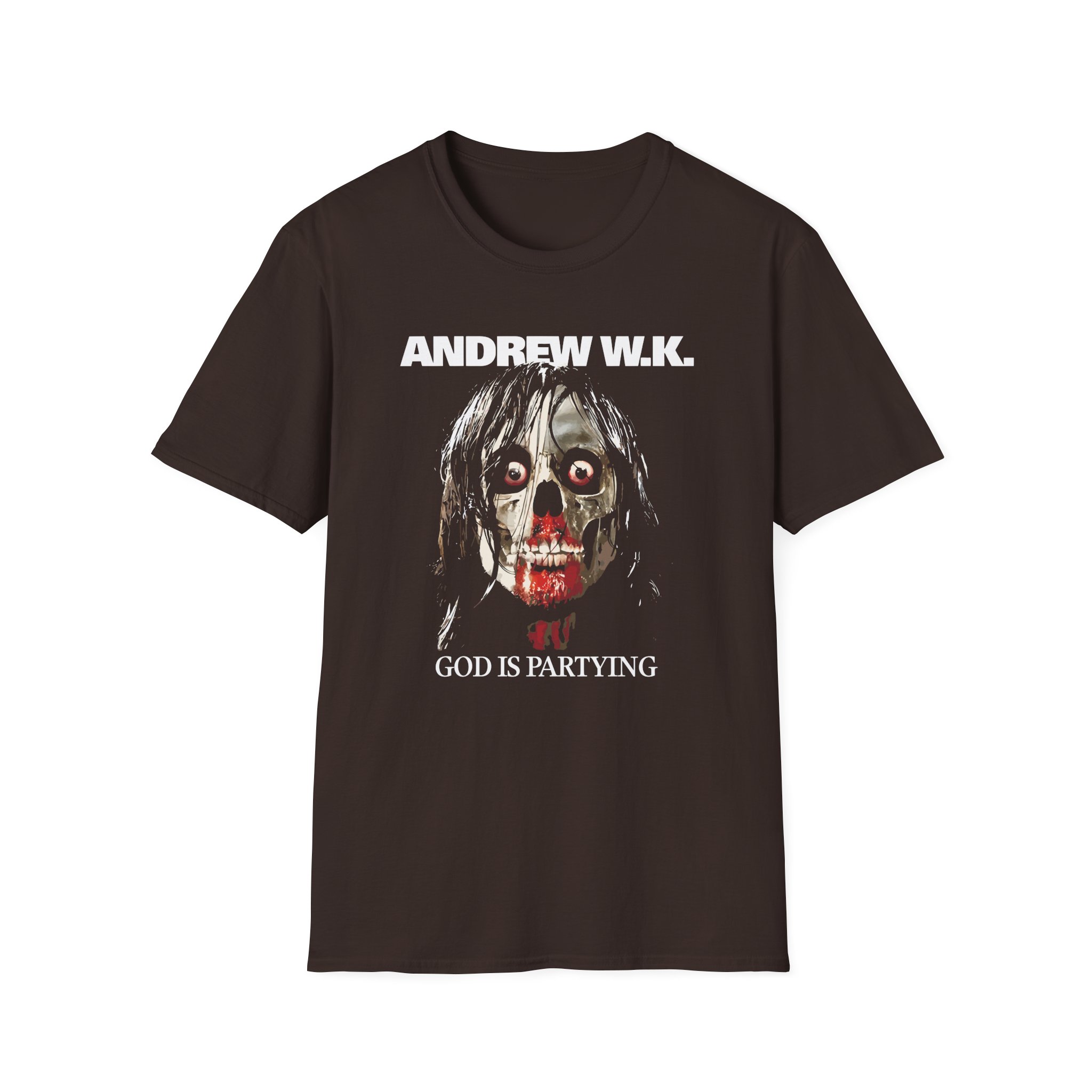 Andrew Wk God is Partying Zombie Unisex Softstyle T-Shirt