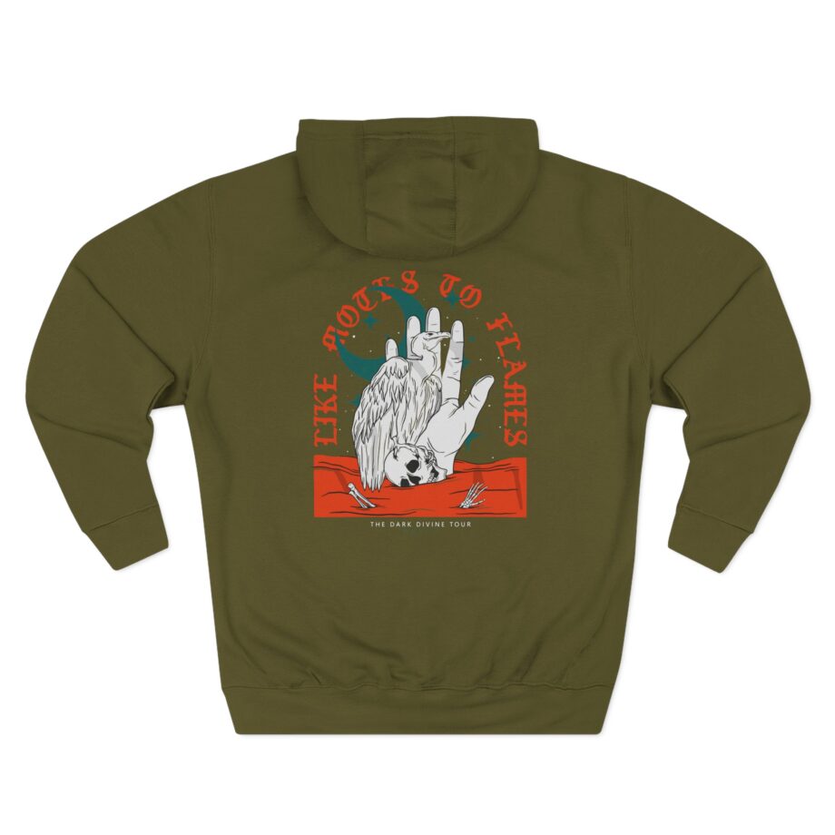 Like Moths to Flames the Dark Divine Tour Three-Panel Fleece Hoodie