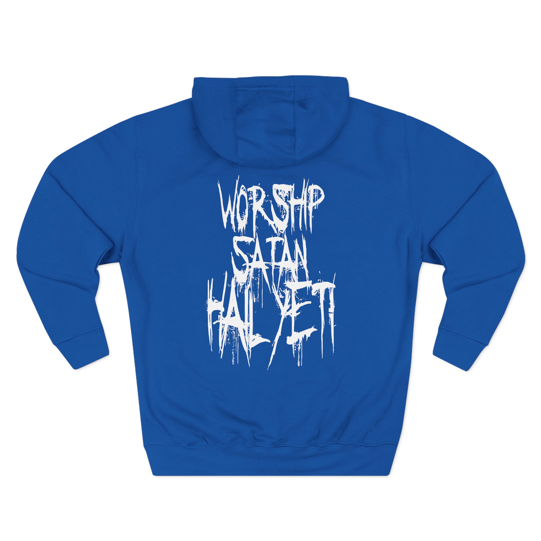 All Hail the Yeti Worship Satan Three-Panel Fleece Hoodie