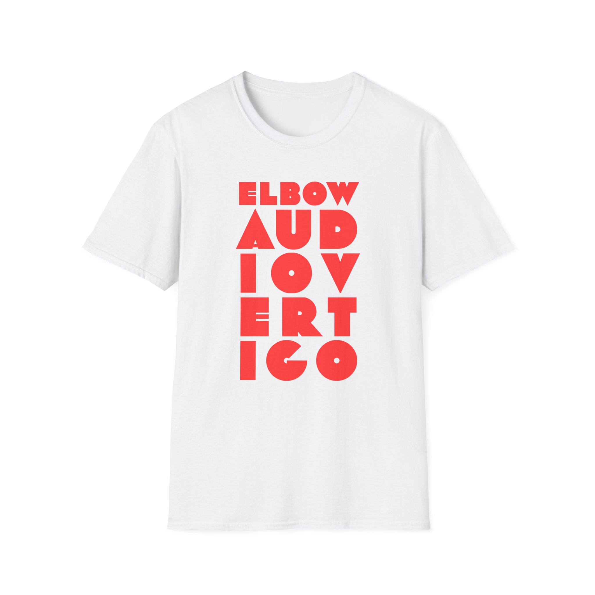 Elbow Audio Vertigo Stacked Logo Unisex Softstyle T-Shirt
