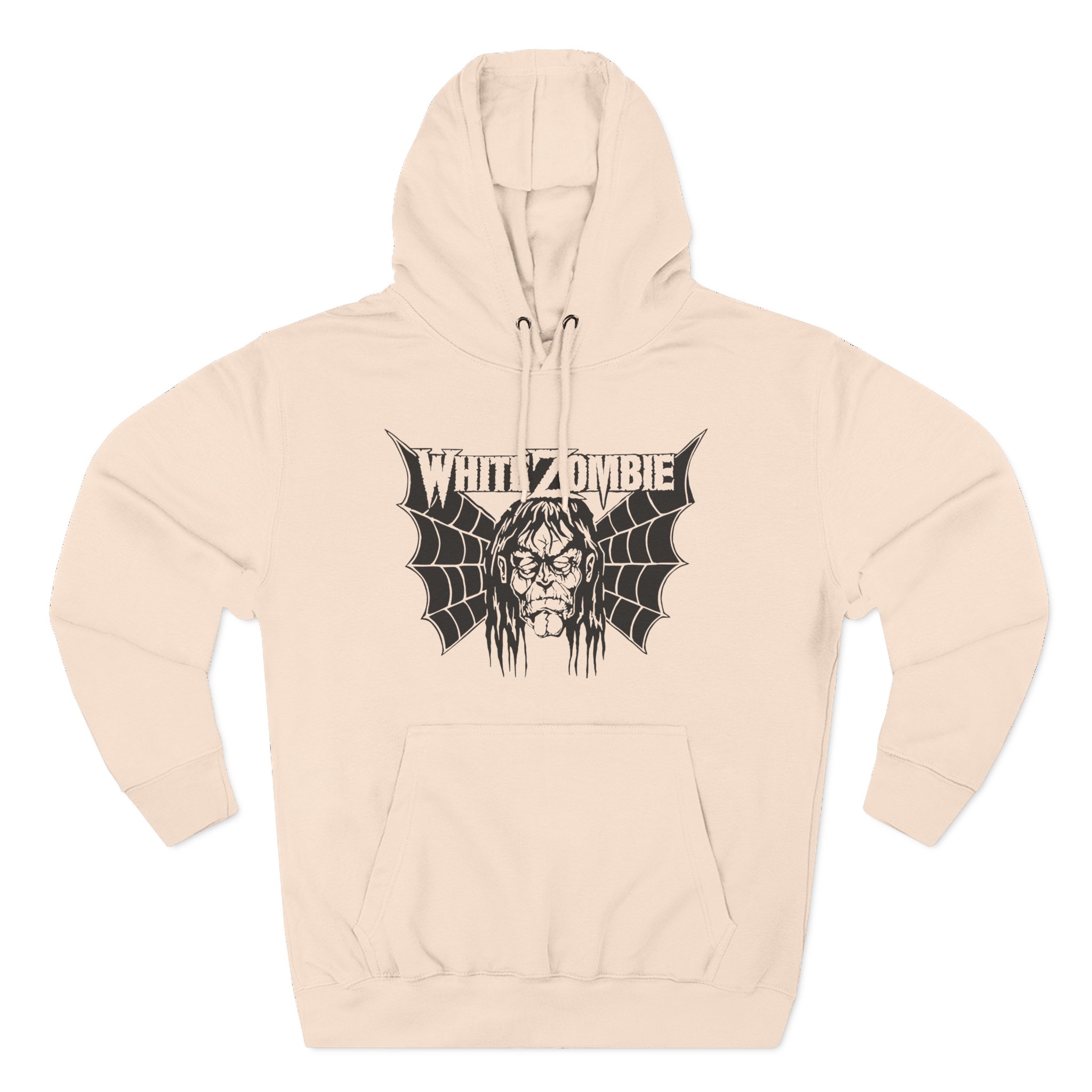 White Zombie Bat Face Three-Panel Fleece Hoodie