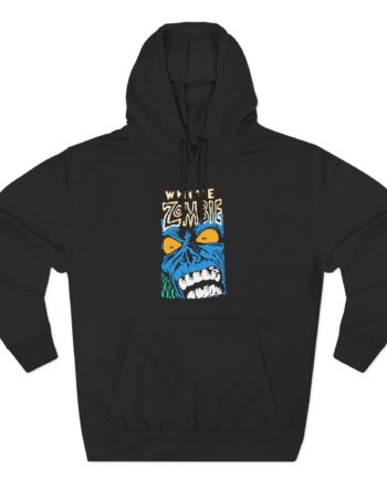 White Zombie Blue Monster Three-Panel Fleece Hoodie