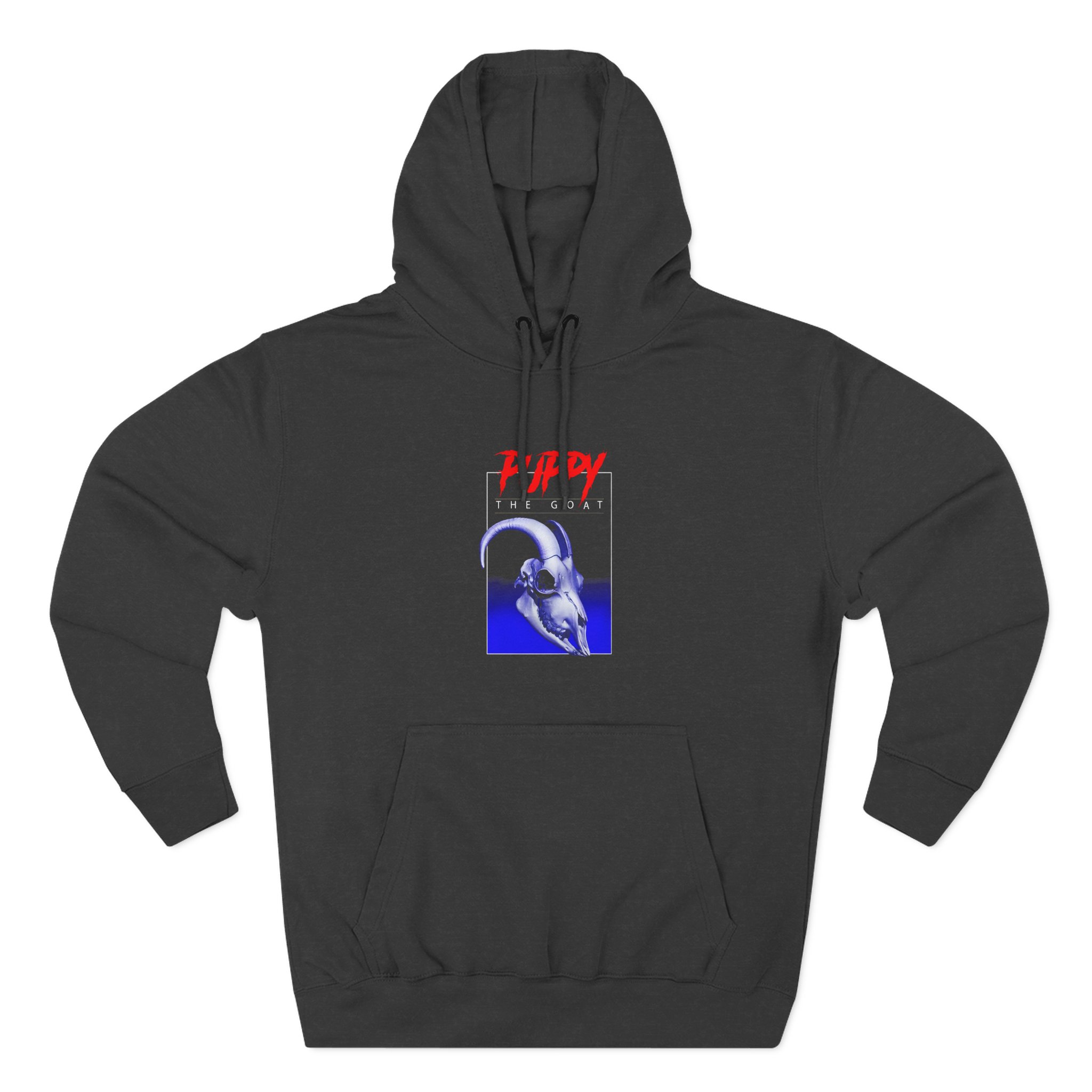 Puppy Goat Skull Three-panel Fleece Hoodie