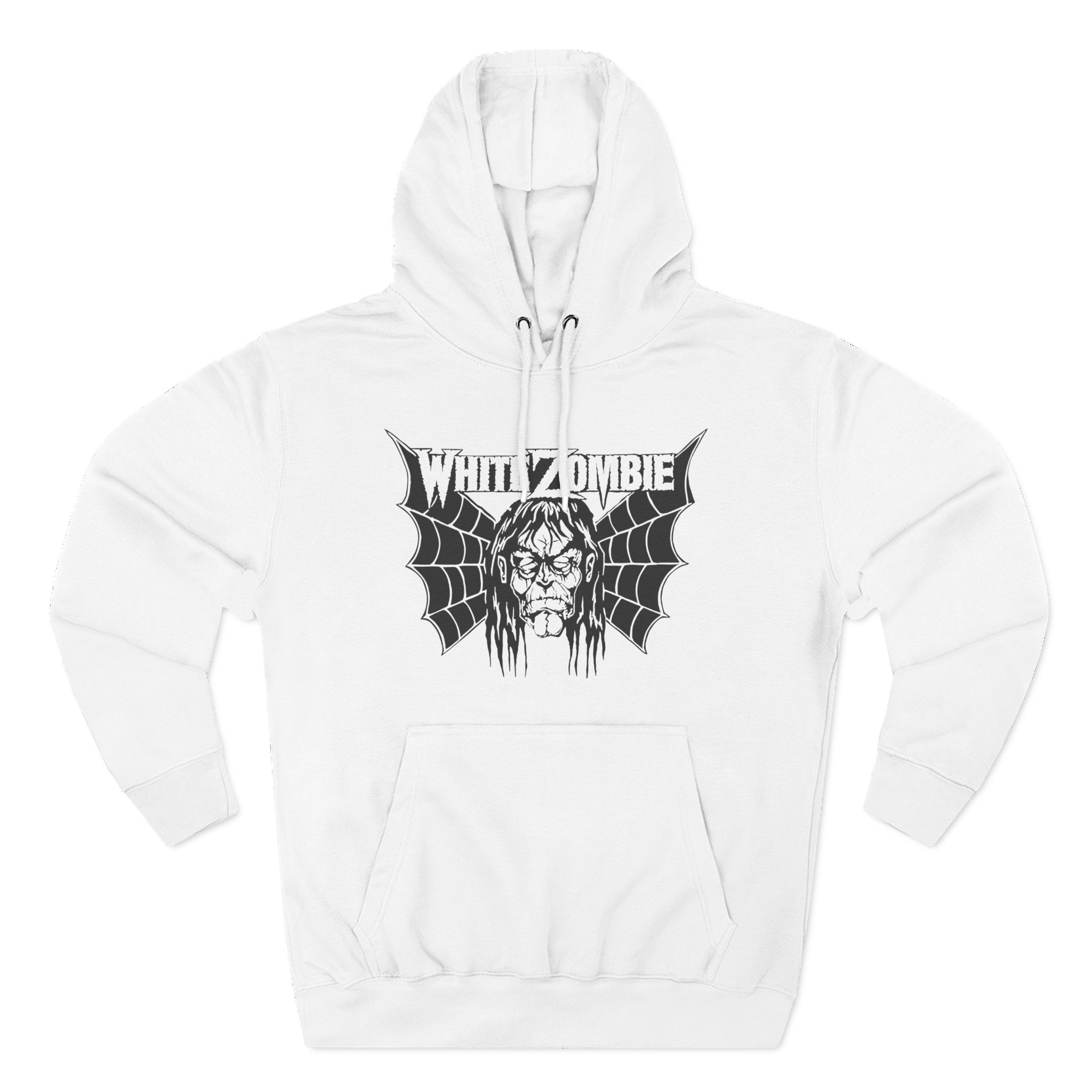 White Zombie Bat Face Three-Panel Fleece Hoodie