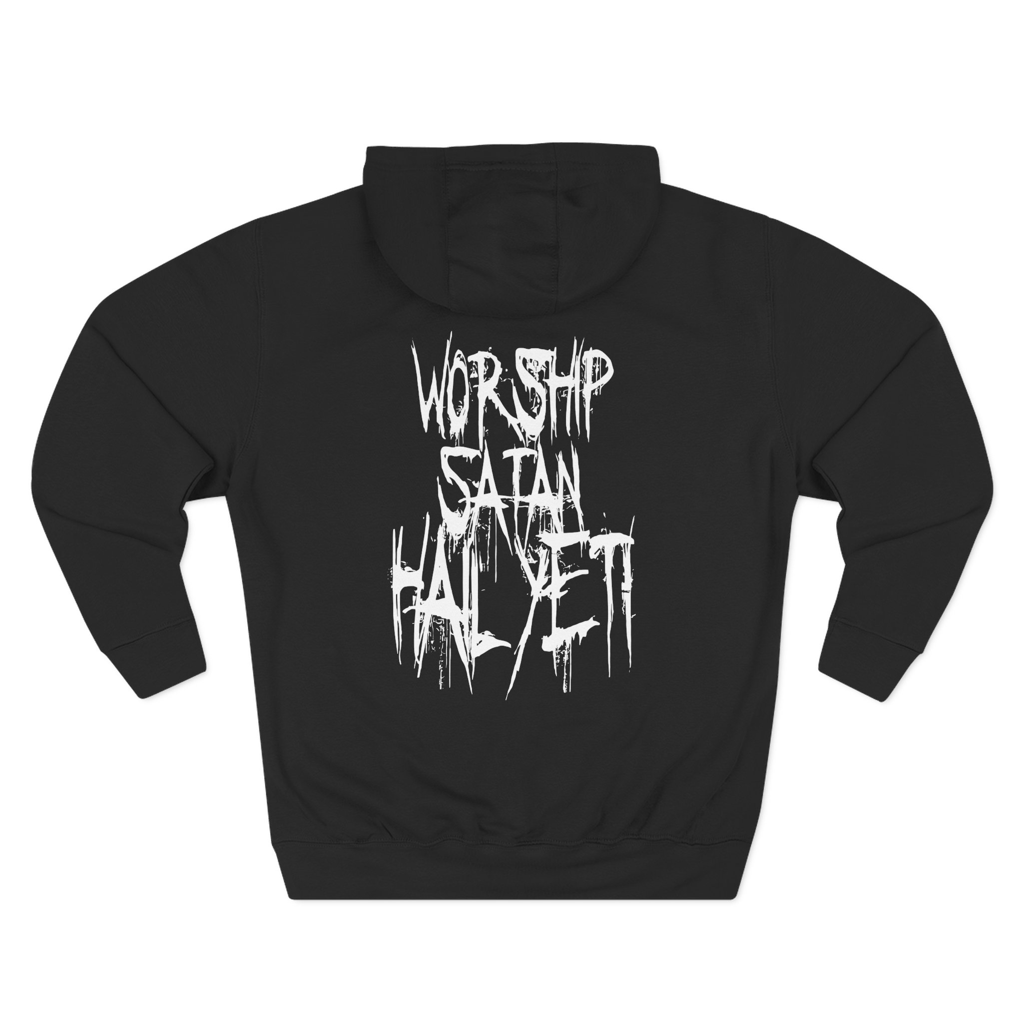 All Hail the Yeti Worship Satan Three-Panel Fleece Hoodie