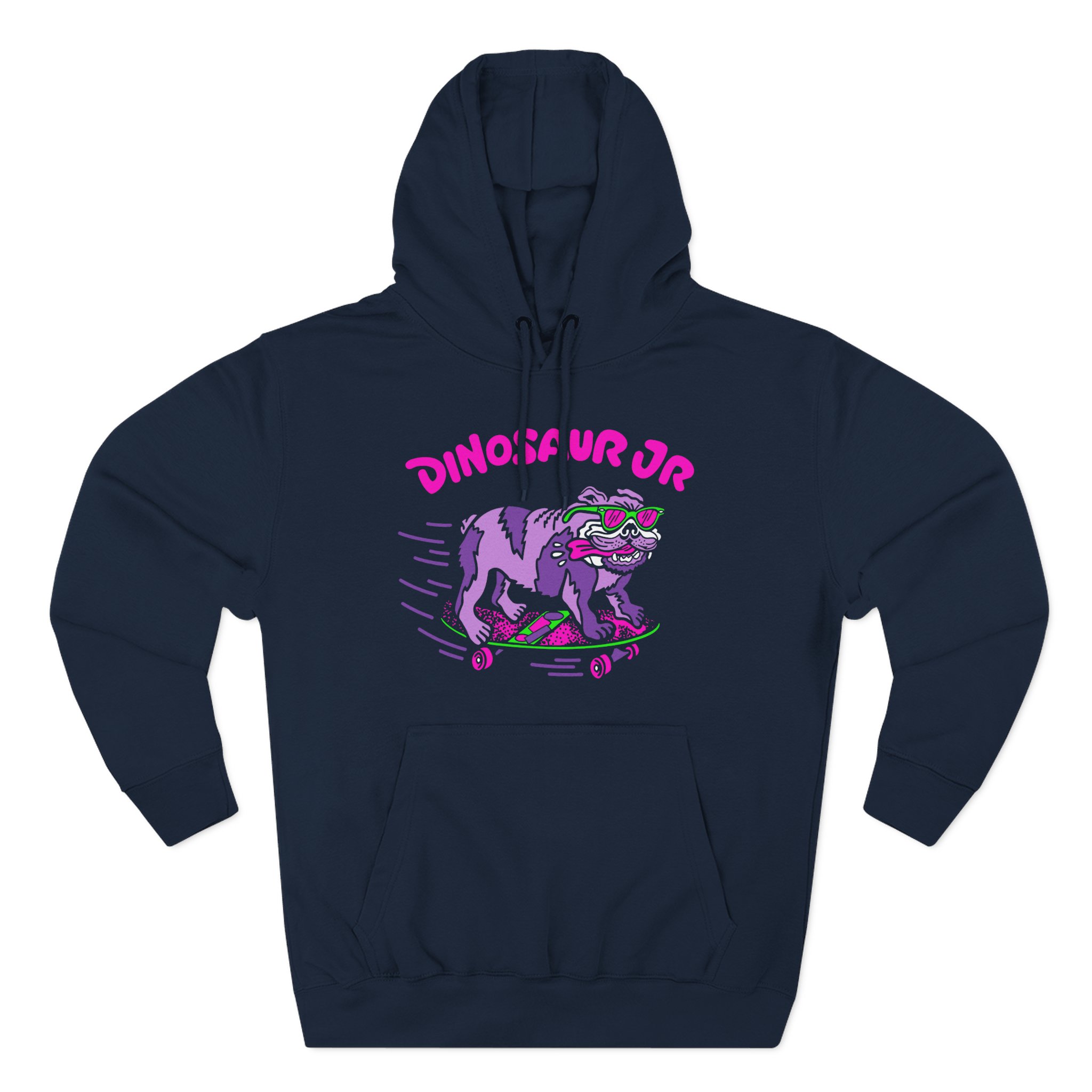 Dinosaur Jr Skateboard Bulldog Three-Panel Fleece Hoodie