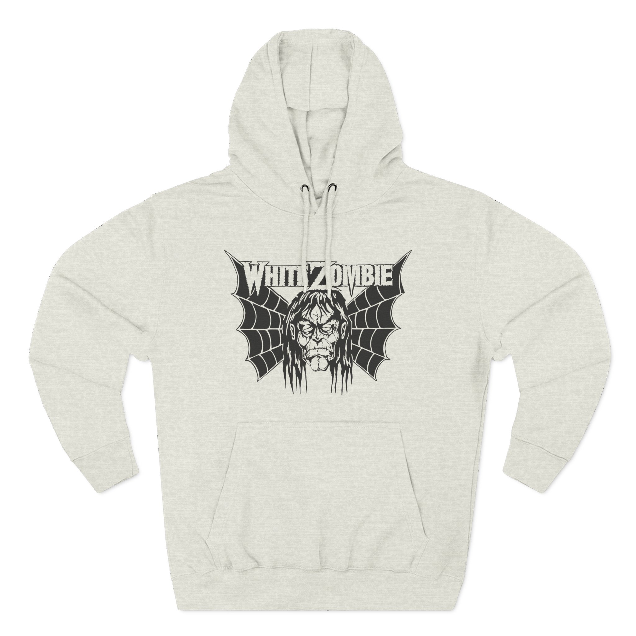 White Zombie Bat Face Three-Panel Fleece Hoodie