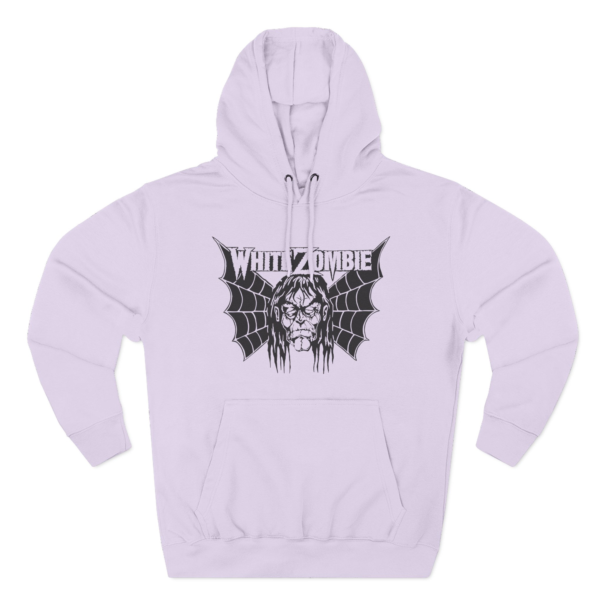 White Zombie Bat Face Three-Panel Fleece Hoodie