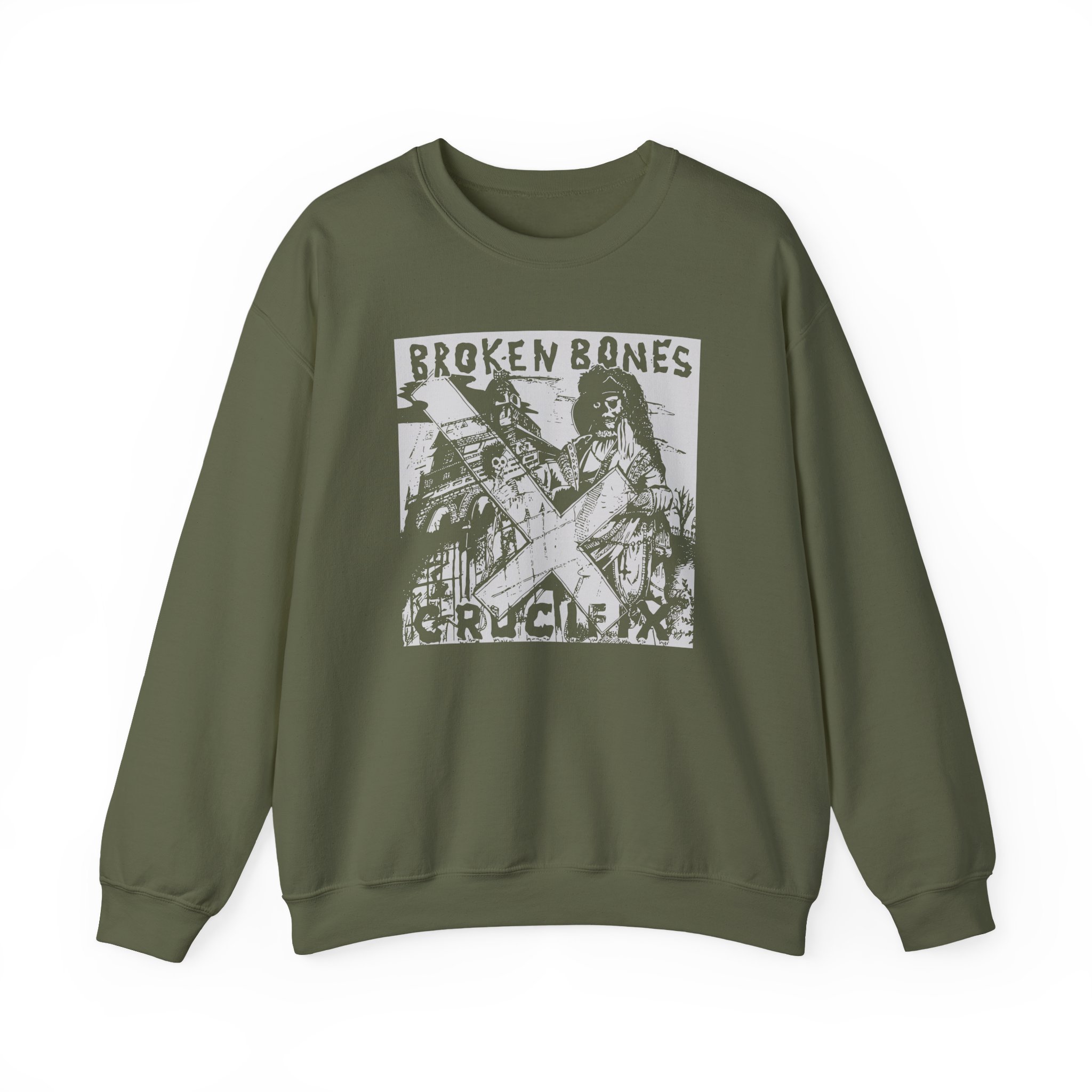 Broken Bones Crucifix Unisex Heavy Blend Crewneck Sweatshirt