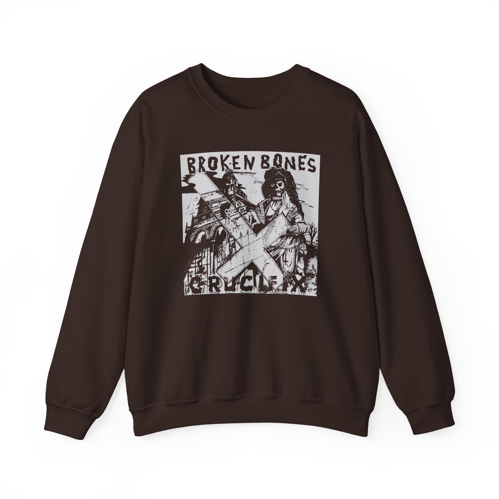 Broken Bones Crucifix Unisex Heavy Blend Crewneck Sweatshirt
