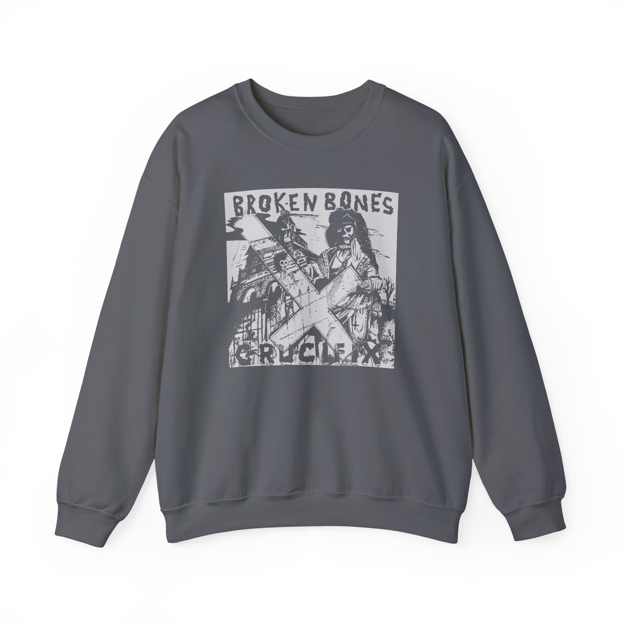 Broken Bones Crucifix Unisex Heavy Blend Crewneck Sweatshirt