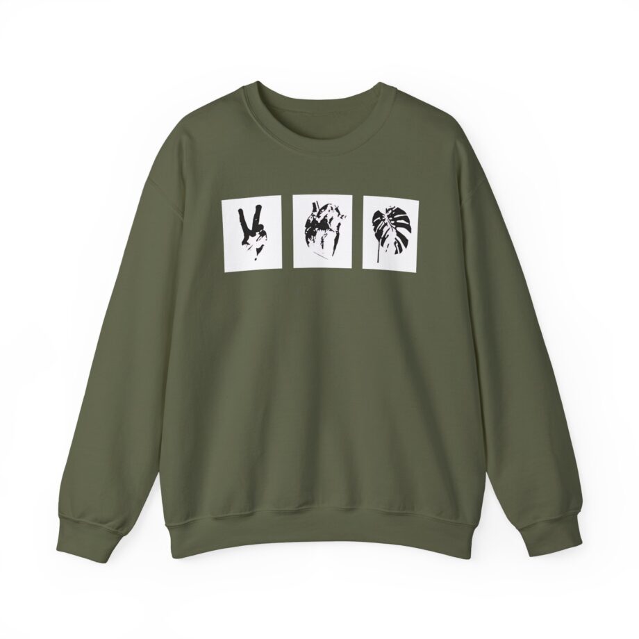 Mumbo Jumbo Peace, Love and Heavy Metal Unisex Heavy Blend™ Crewneck Sweatshirt