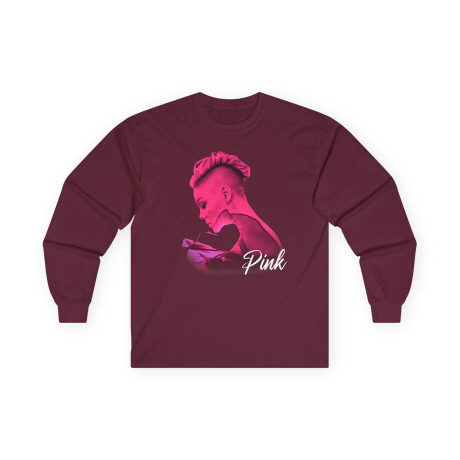 P!nk Silhouette Photo Peach Unisex Ultra Cotton Long Sleeve Tee