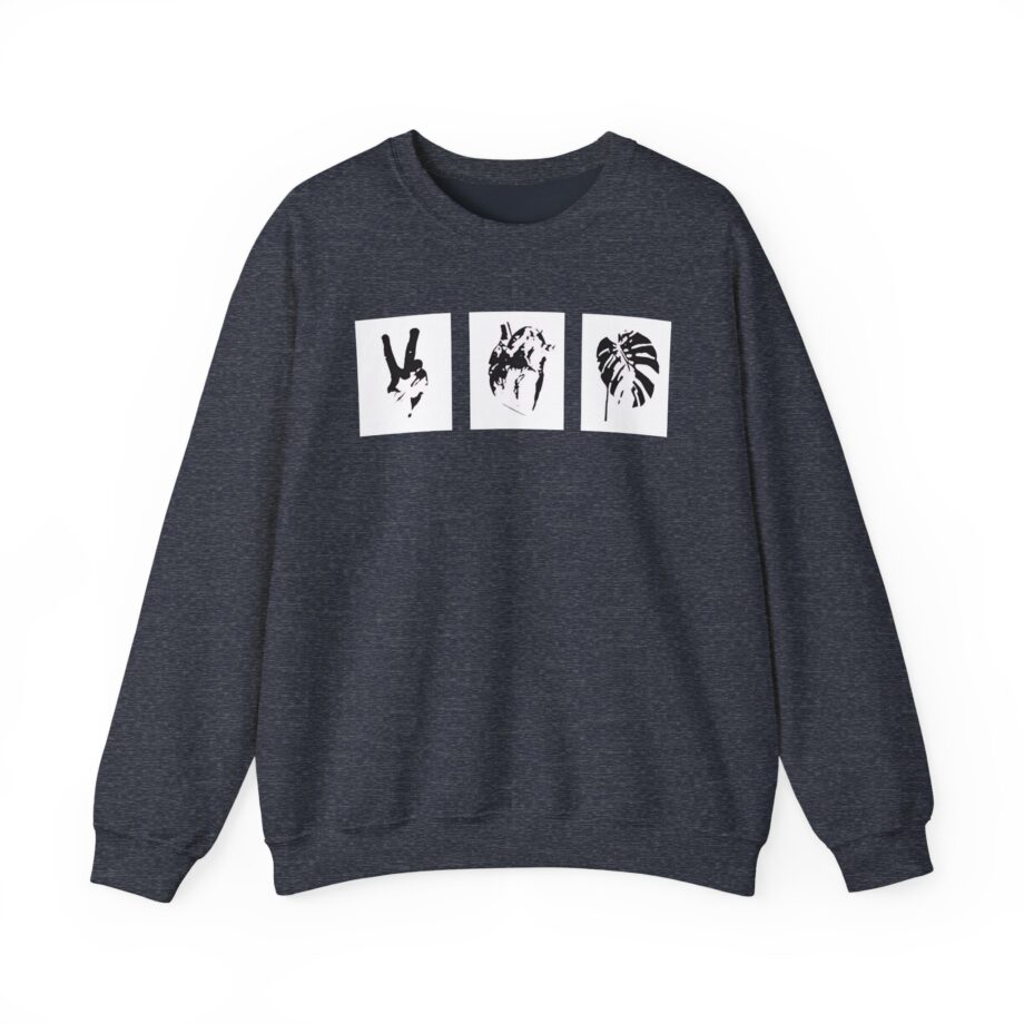 Mumbo Jumbo Peace, Love and Heavy Metal Unisex Heavy Blend™ Crewneck Sweatshirt