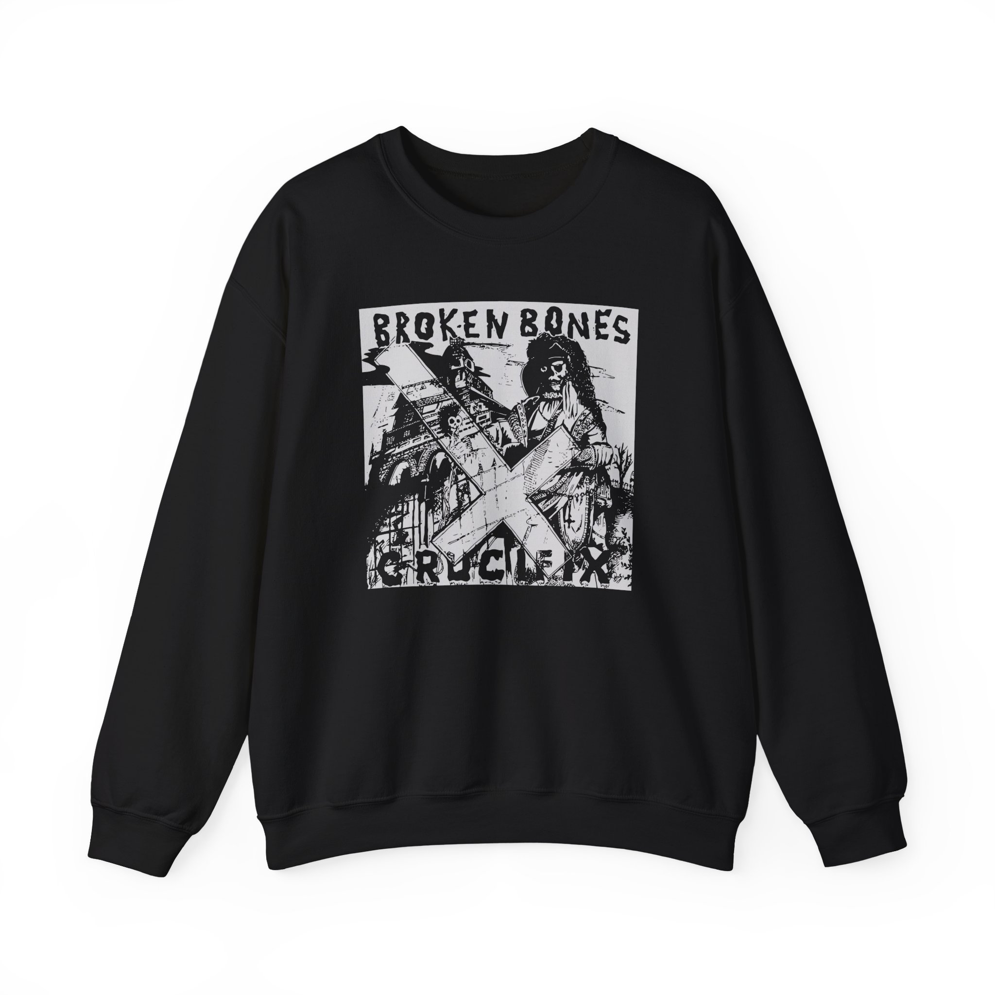 Broken Bones Crucifix Unisex Heavy Blend Crewneck Sweatshirt