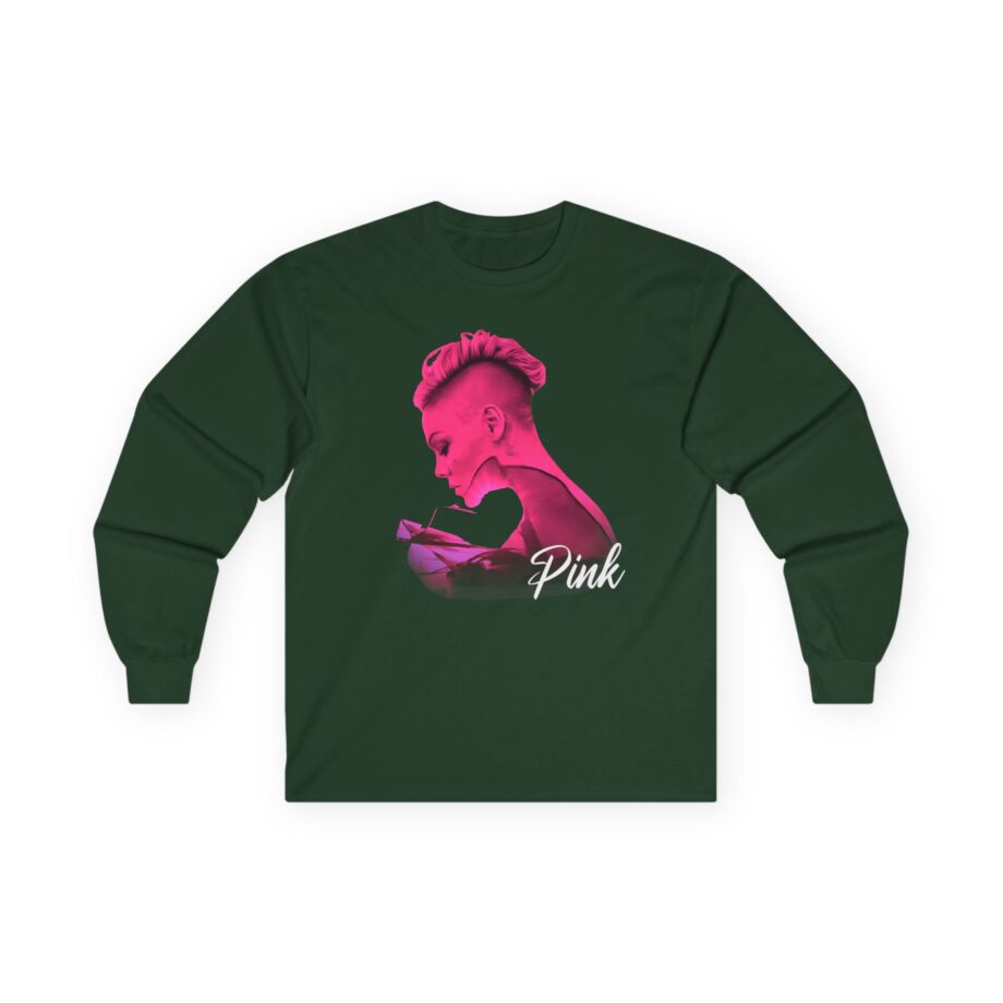 P!nk Silhouette Photo Peach Unisex Ultra Cotton Long Sleeve Tee