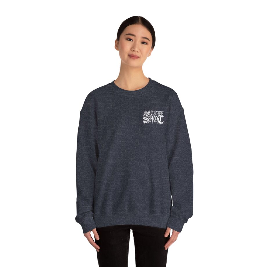 Get the Shot Merciless Destruction Unisex Heavy Blend™ Crewneck Sweatshirt