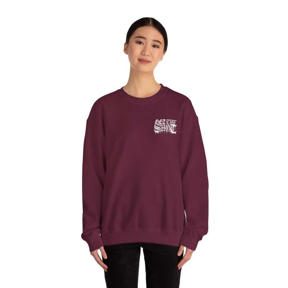 Get the Shot Merciless Destruction Unisex Heavy Blend™ Crewneck Sweatshirt